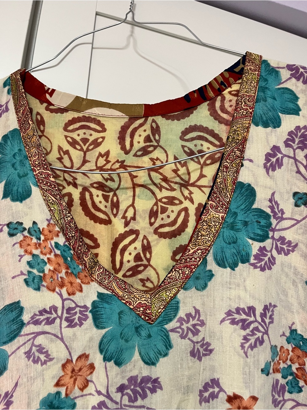 Kantha Bae Reversible Cotton Muu Muu Swim Coverup OS Silk Pockets - Picture 6 of 10